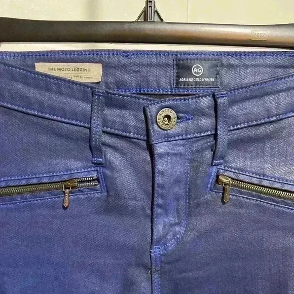AG‎ Adriano Goldschmied Women's Coated Denim Moto Jeans 27R Mariner - Picture 6 of 10